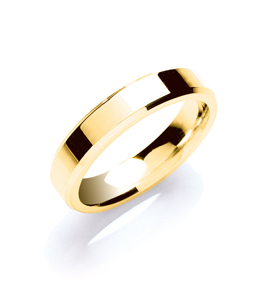 4mm Flat Court Bevelled Edge Wedding Band - view 2