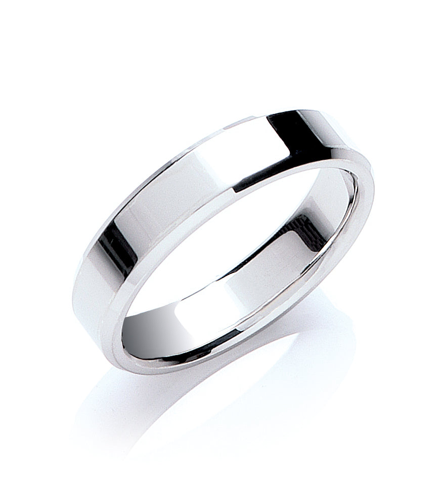5mm Flat Court Bevelled Edge Wedding Band