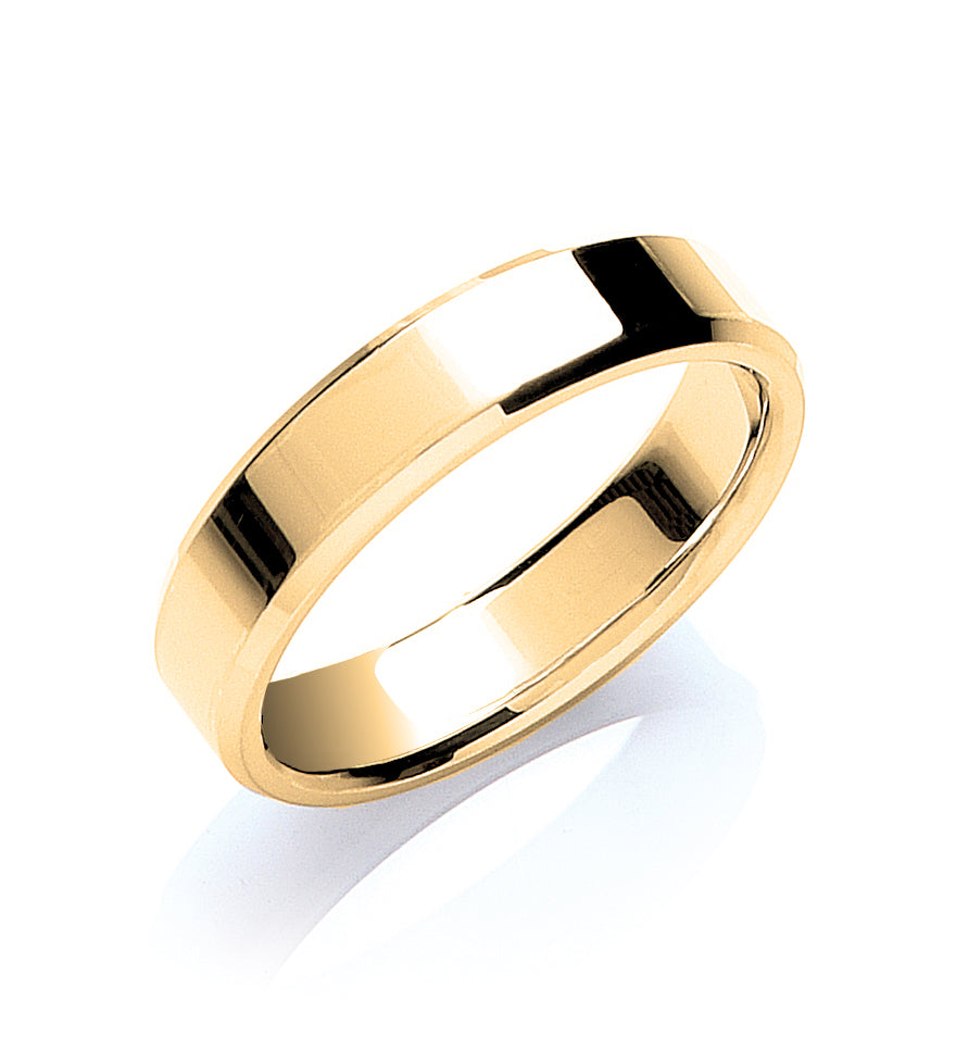 5mm Flat Court Bevelled Edge Wedding Band - view 2