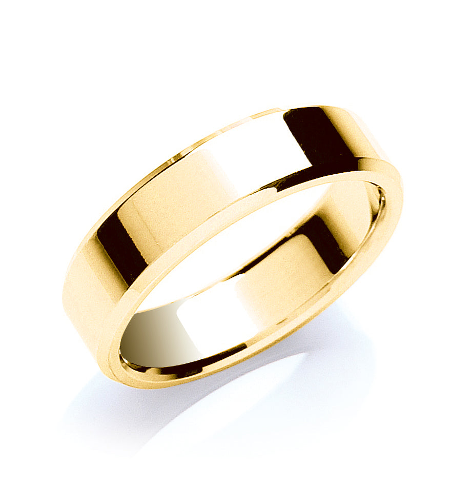 6mm Flat Court Bevelled Edge Wedding Band - view 2