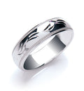6mm Court Millgrain Edge and Diamond Cut Design Wedding Band