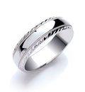 6mm Court Millgrain Edge and Diamond Cut Wedding Band
