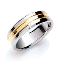 7mm Flat Court Bevelled Edge Polish Two Colour Wedding Band