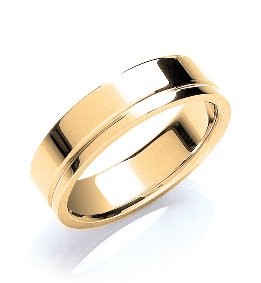 6mm Flat Court Side Groove Wedding Band - view 2