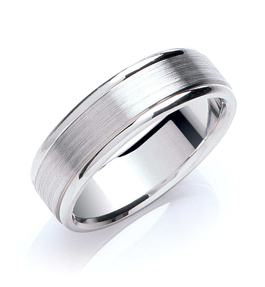 7mm Flat Court Track Edge Matt Wedding Band