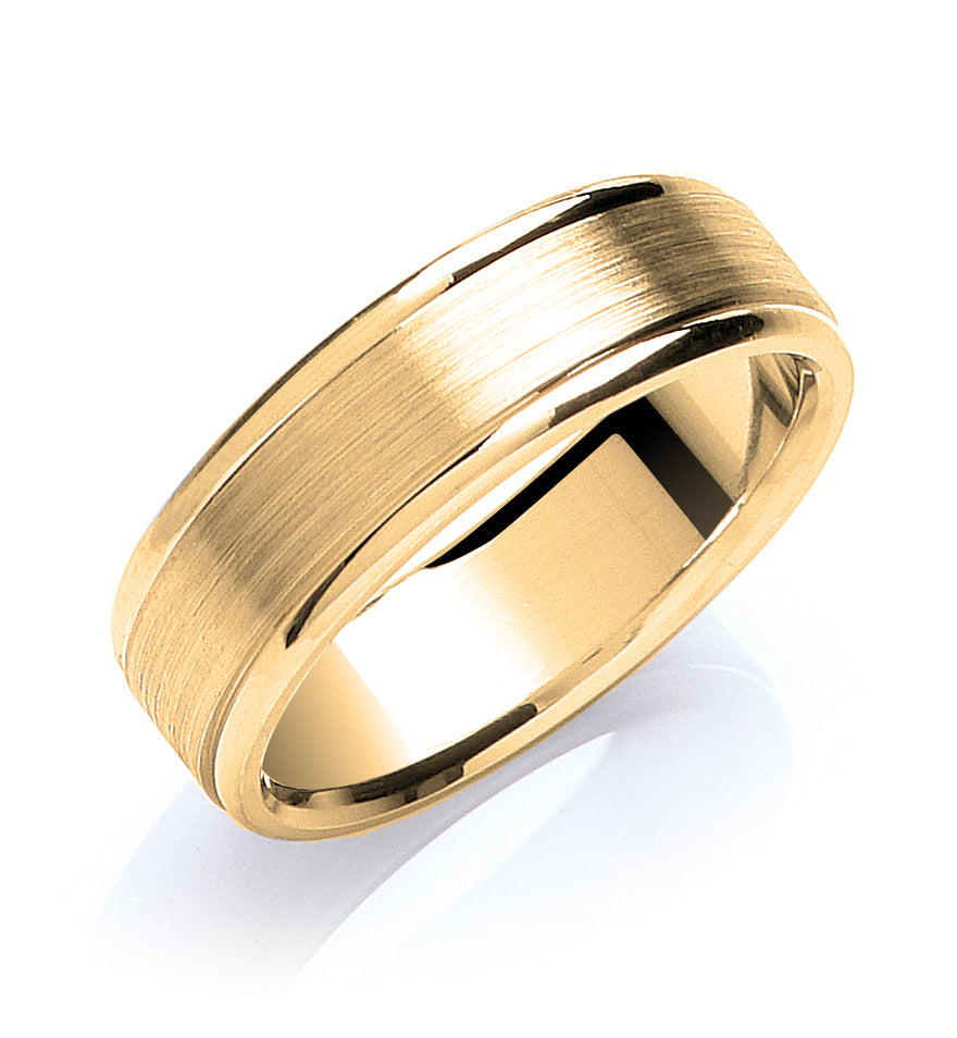 7mm Flat Court Track Edge Matt Wedding Band - view 2