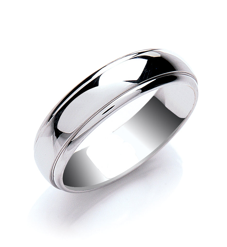 6mm Court Track Edge Wedding Band
