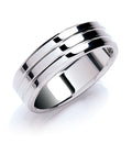 7mm Flat Court Bevelled Edge and Grooves Wedding Band