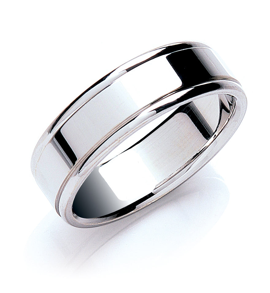 7mm Flat Court Track Edge Polish Wedding Band