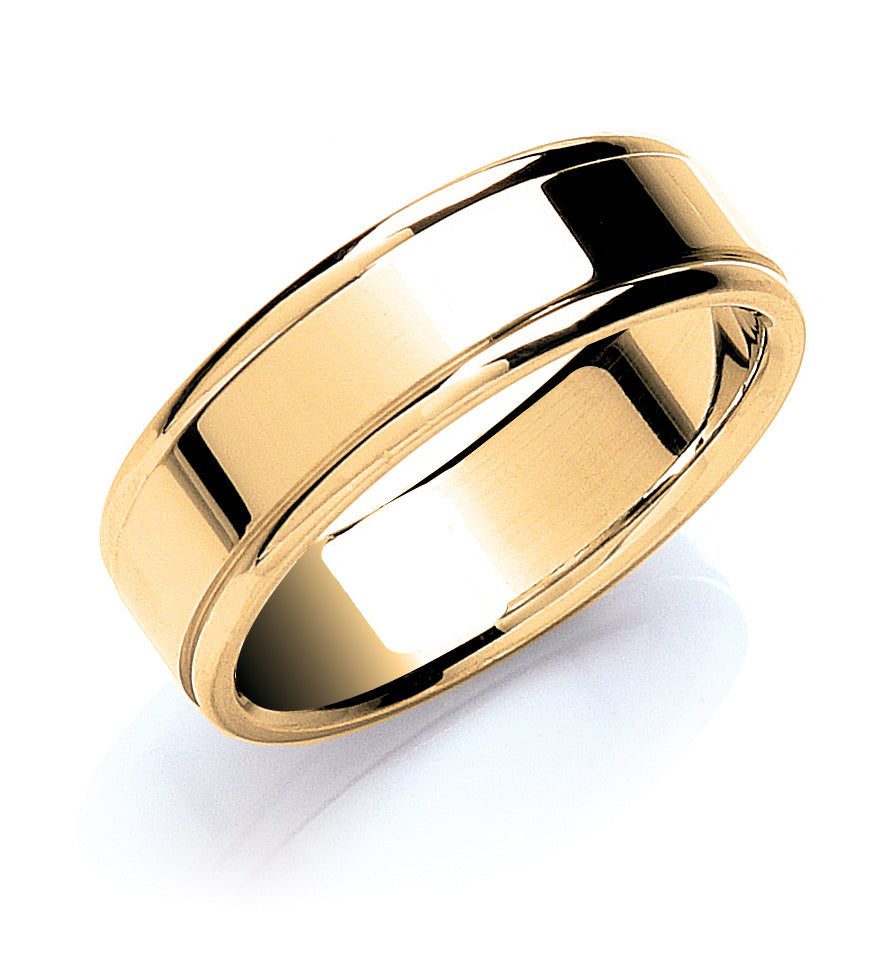 7mm Flat Court Track Edge Polish Wedding Band - view 2