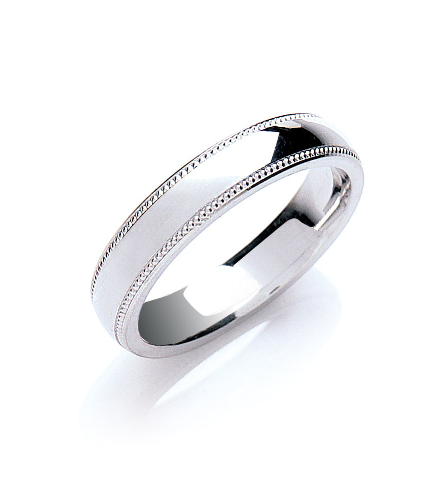 4mm Court Mill Grain Edges Wedding Band