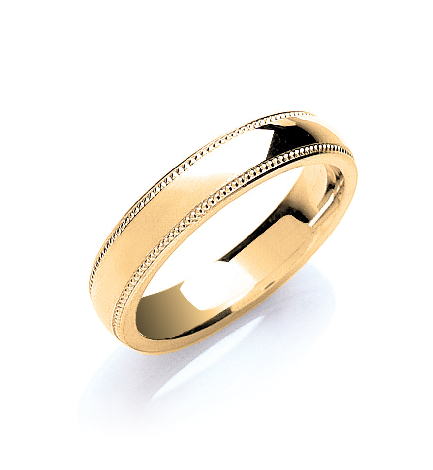 4mm Court Mill Grain Edges Wedding Band - view 2