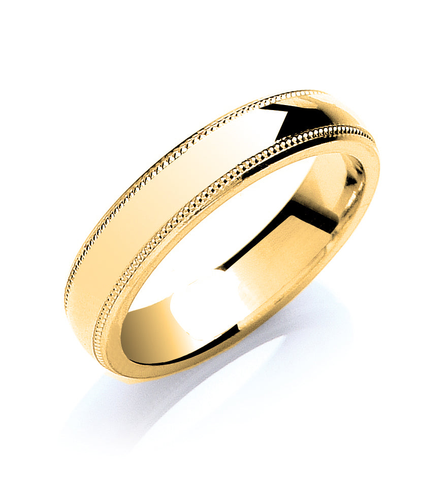 5mm Court Mill Grain Edges Wedding Band - view 2