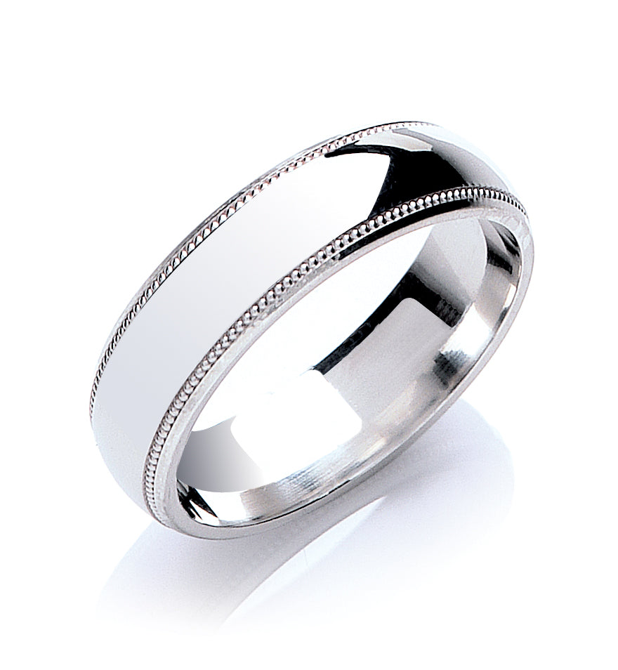 6mm Court Mill Grain Edges Wedding Band