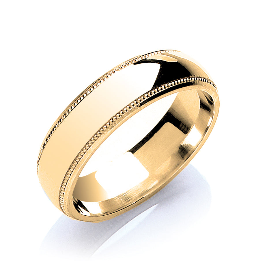 6mm Court Mill Grain Edges Wedding Band - view 2