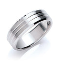 7mm Flat Court Bevelled Edge Matt and Grooves Wedding Band