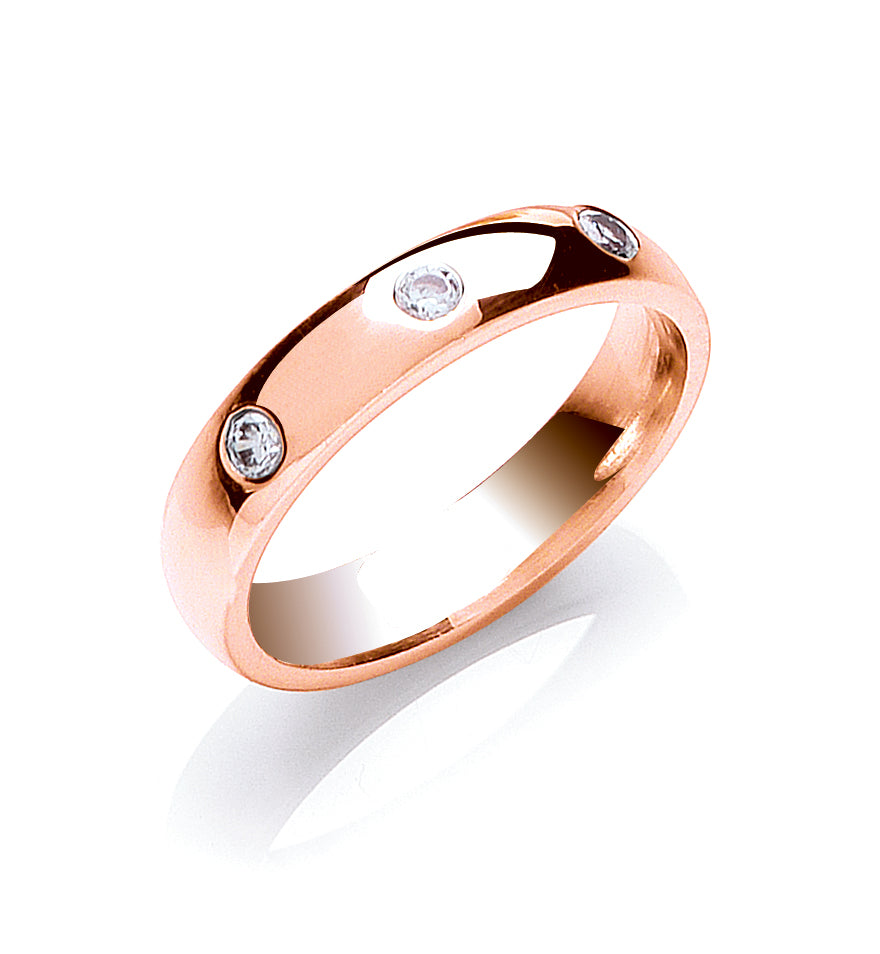 0.12ctw 3st Brilliant Cut Diamond Set 4mm Court Wedding Band