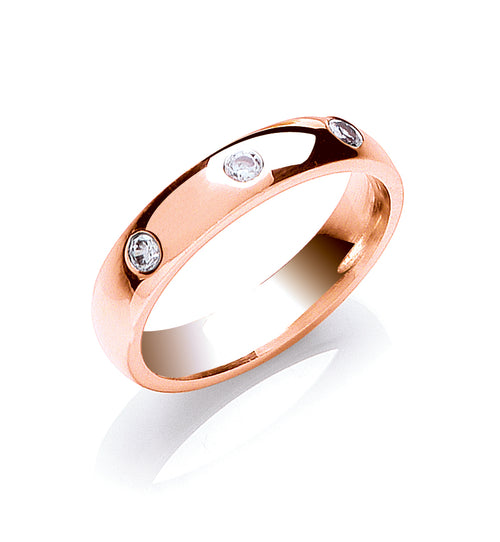 0.12ctw 3st Brilliant Cut Diamond Set 4mm Court Wedding Band