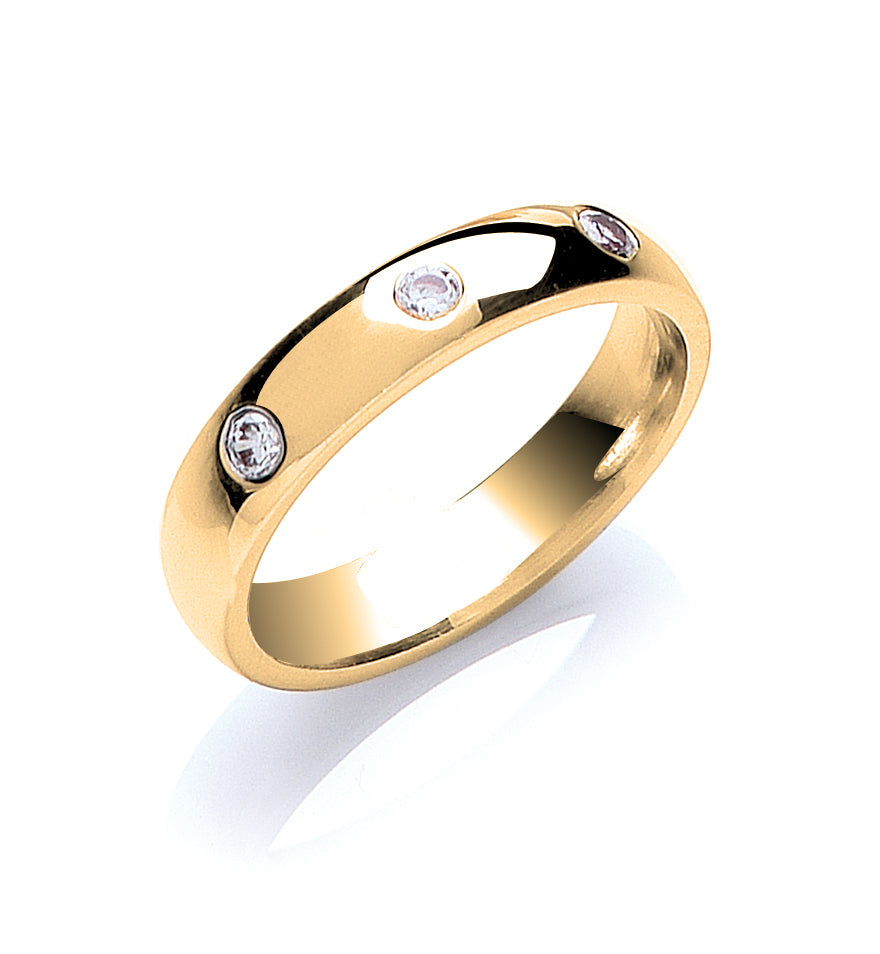 0.12ctw 3st Brilliant Cut Diamond Set 4mm Court Wedding Band - view 3