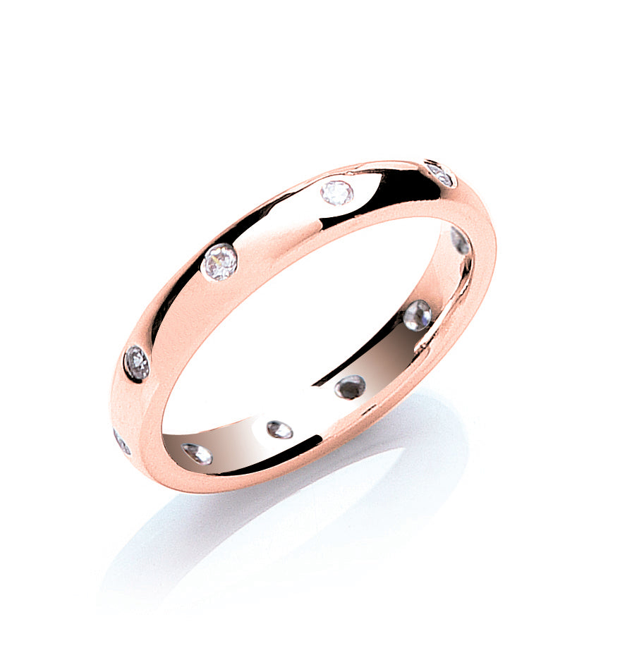 0.20ctw 10st Brilliant Cut Diamond Set 3mm Court Wedding Band