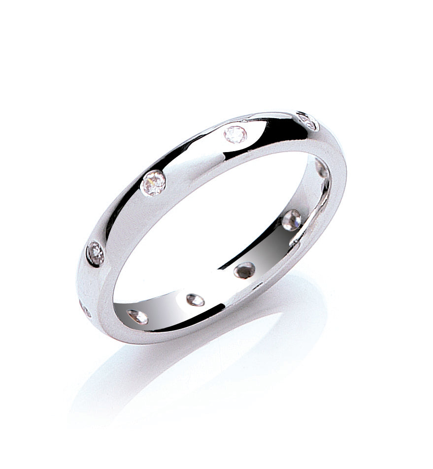 0.20ctw 10st Brilliant Cut Diamond Set 3mm Court Wedding Band - view 2