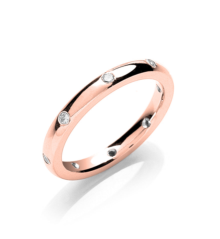 0.13ctw 8st Brilliant Cut Diamond Set 2mm Court Wedding Band