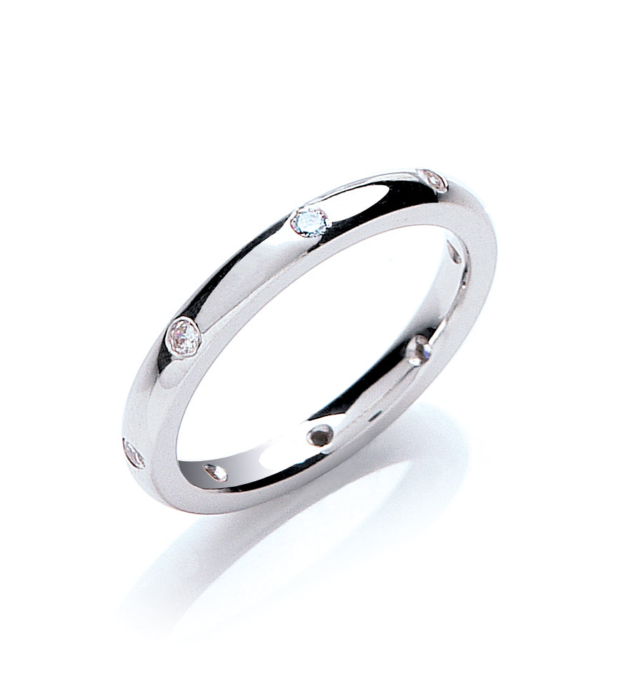 0.13ctw 8st Brilliant Cut Diamond Set 2mm Court Wedding Band - view 2