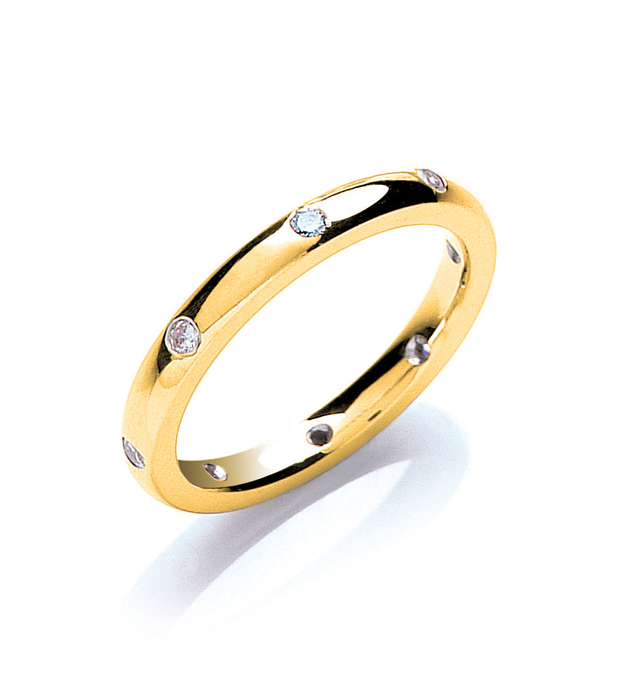 0.13ctw 8st Brilliant Cut Diamond Set 2mm Court Wedding Band - view 3