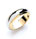 6mm Two Colour Step-Cut D-Shape Wedding Band
