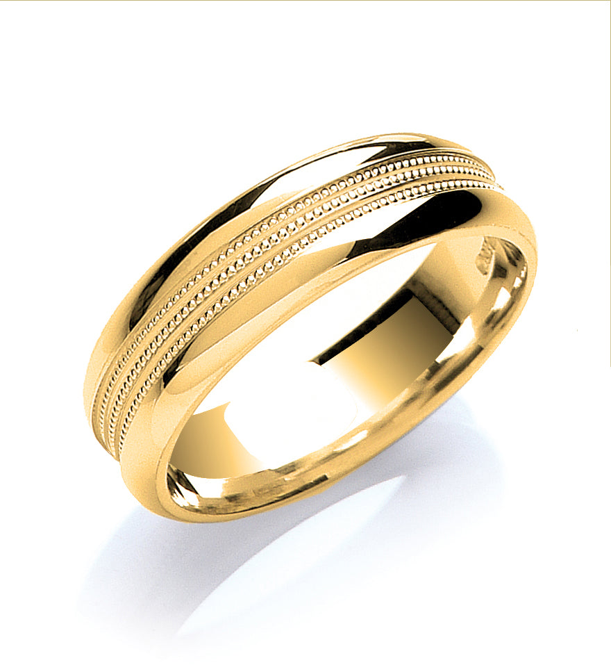 6mm Court Mill Grain Centre Wedding Band - view 2