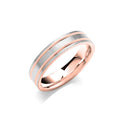5mm Two Colour Flat Court Matt Finish Parallel Groove Wedding Band