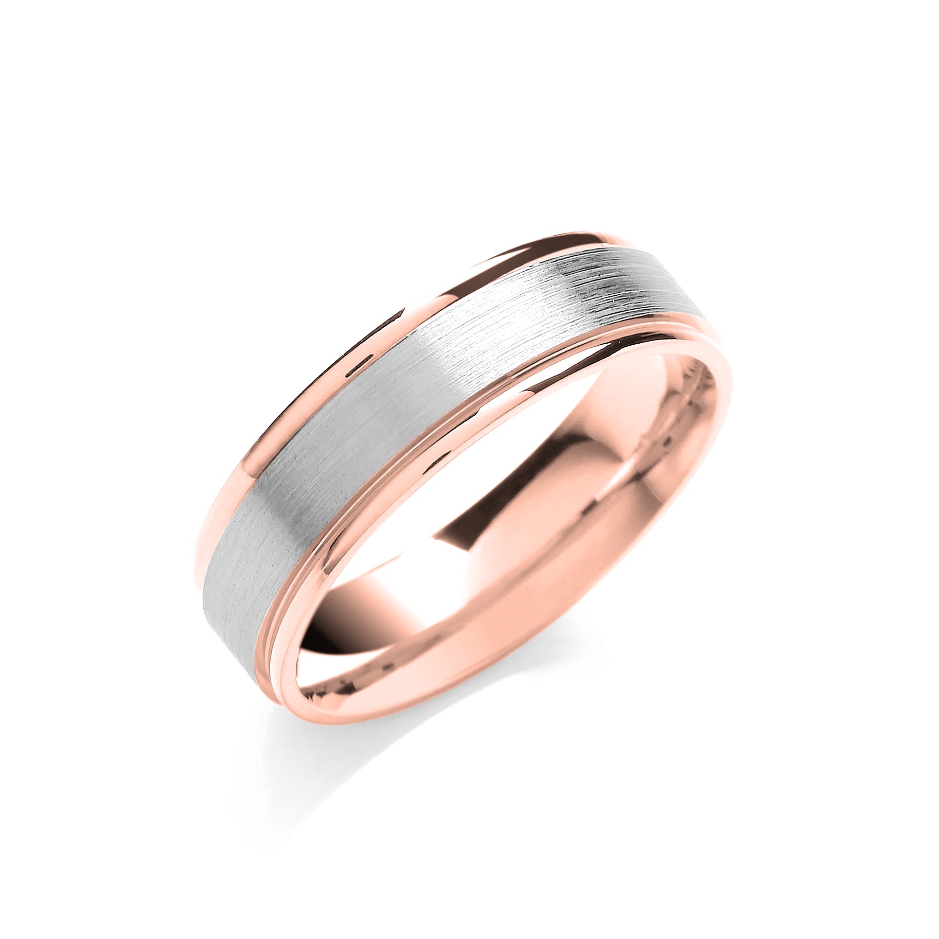 6mm Two Colour Flat Court Matt Centre Polish Edge Wedding Band