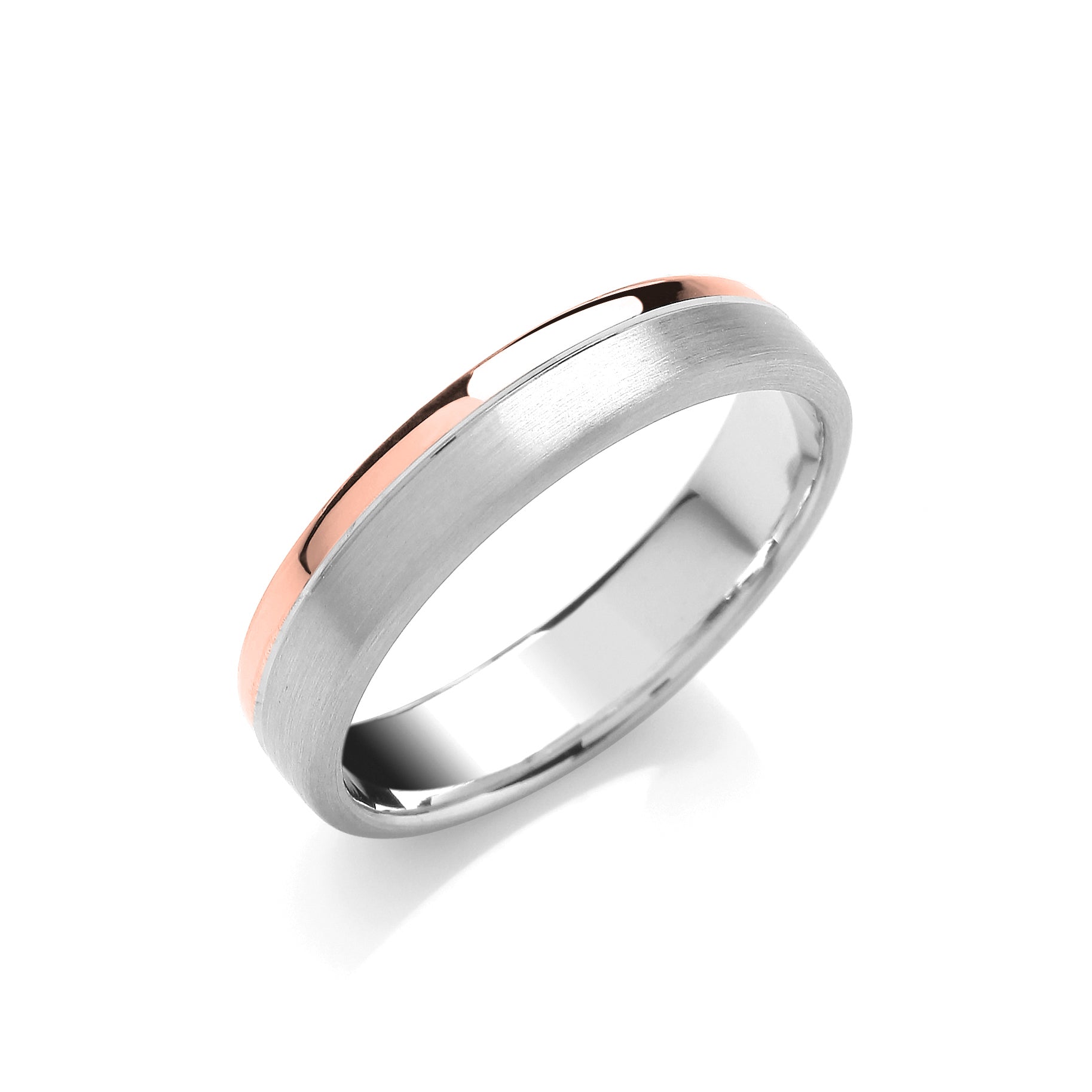5mm Court Two Colour Matt and Polished Finish Groove Wedding Band