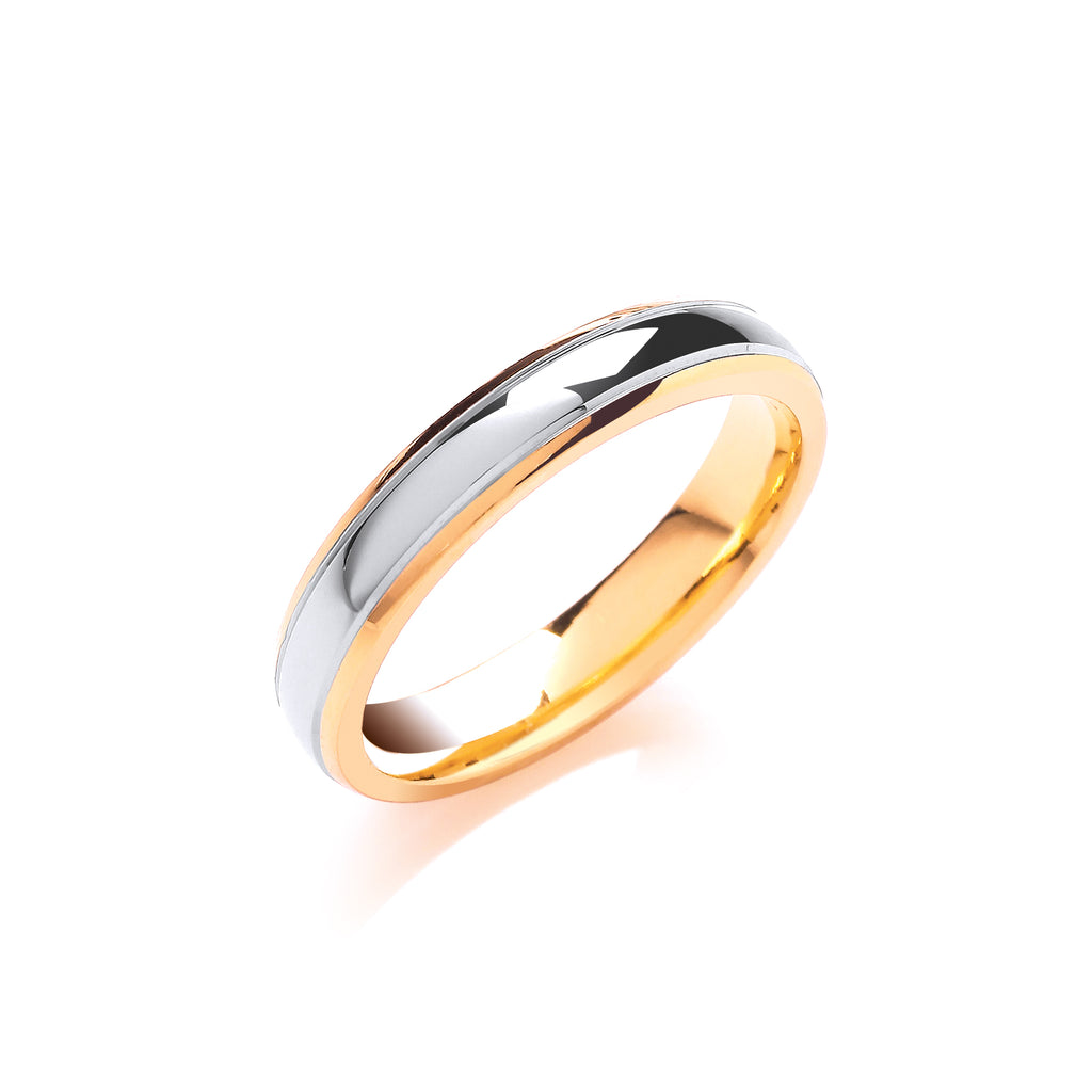 4mm Court Track Edge Two Colour Wedding Band - view 2