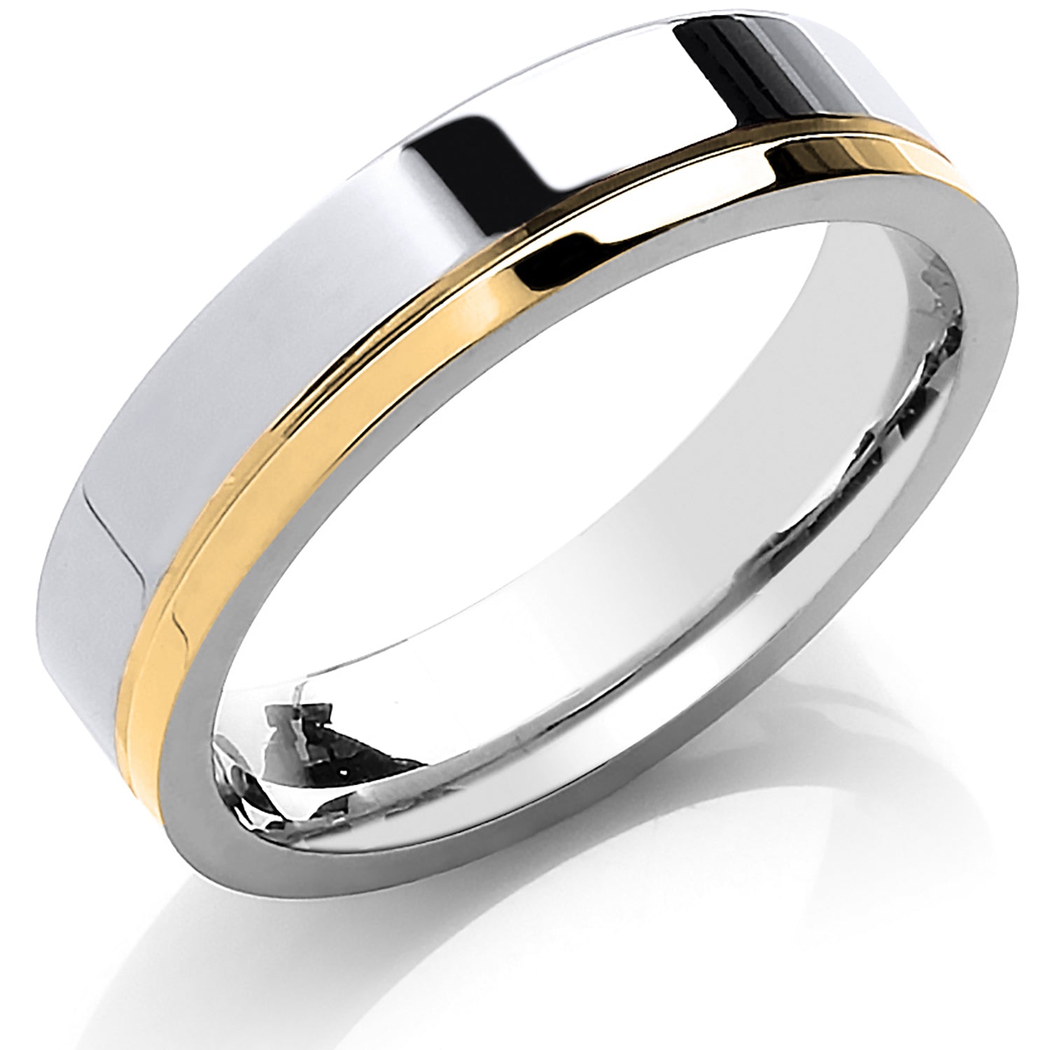 5mm Flat Court Two Colour Side Groove Wedding Band - view 2