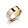 7mm Flat Court Two Colour with Parallel Groove Wedding Band