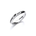 0.06ctw 3st Brilliant Cut Diamond Set 3mm Court Centre Groove Wedding Band