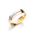 0.05ct Diamond Set 5mm Yellow White Flat Court Wedding Band