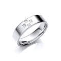0.08ctw 4st Princess Cut Diamond Set 6mm Flat Court Cross Style Wedding Band