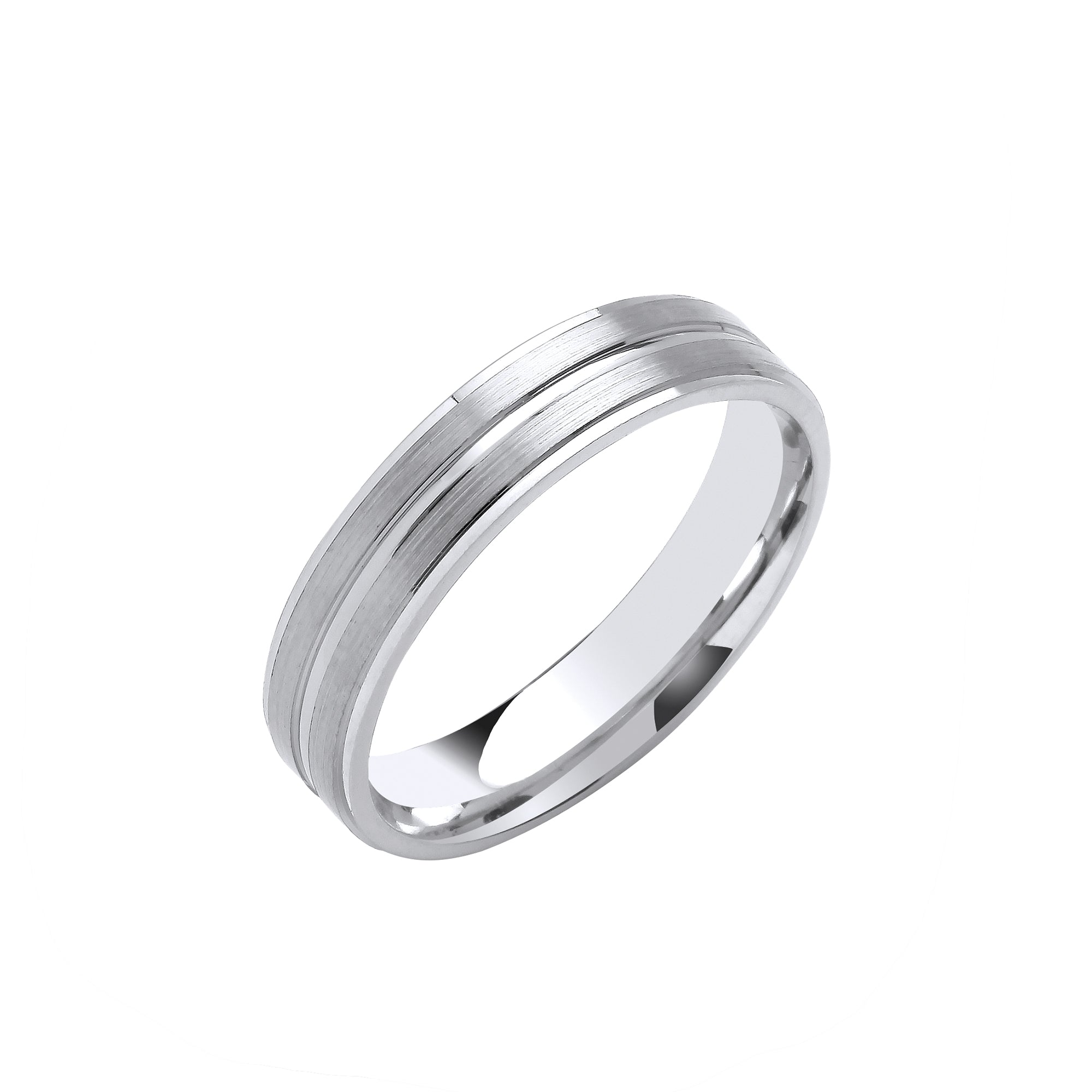 5mm Flat Court Track Edges and Centre Wedding Band